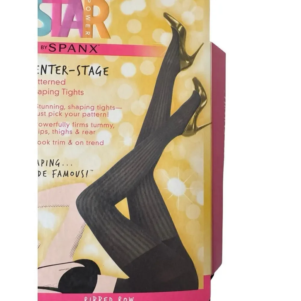 SPANX NEW Star Power 3X Ribbed Row Shaping Tights Black Slimming